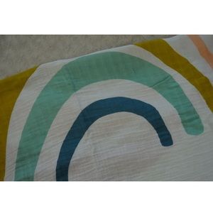 Clementine Kids Rainbow Swaddle Baby Blanket White Cotton Muslin Blue